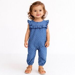Gap Baby Denim Dot Ruffle Romper 18–24M